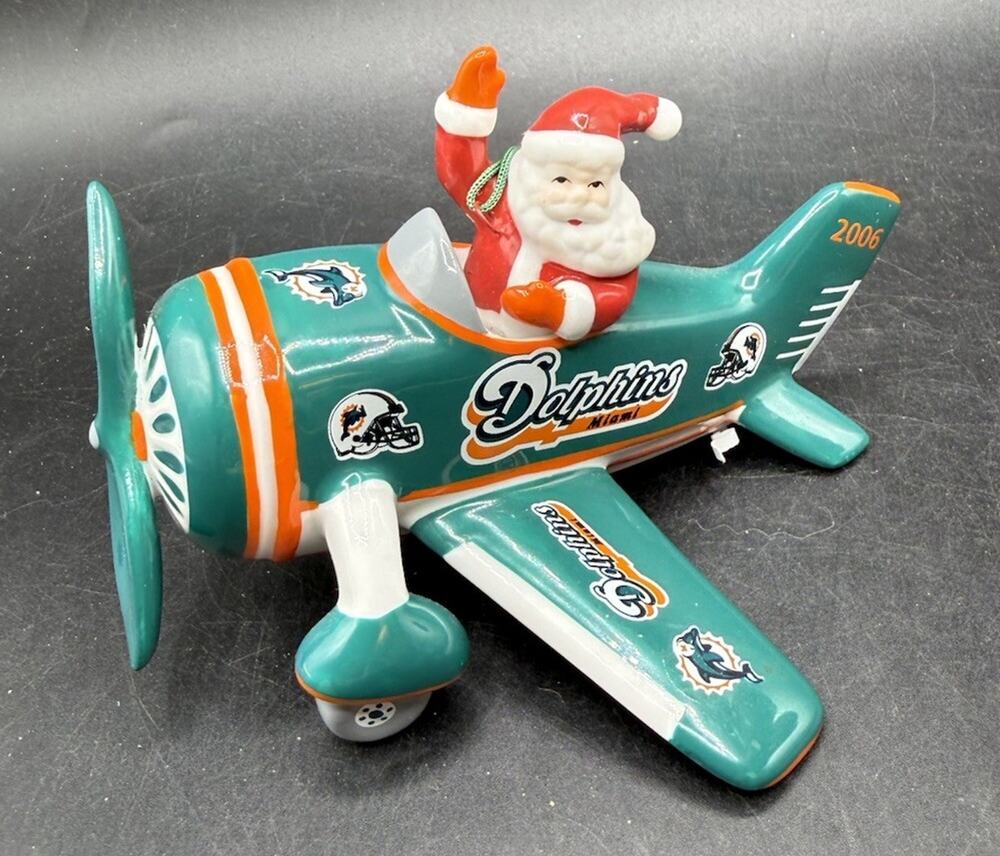 Miami Dolphins 2006 Danbury Mint Victory Plane Christmas Ornament EUC LO32